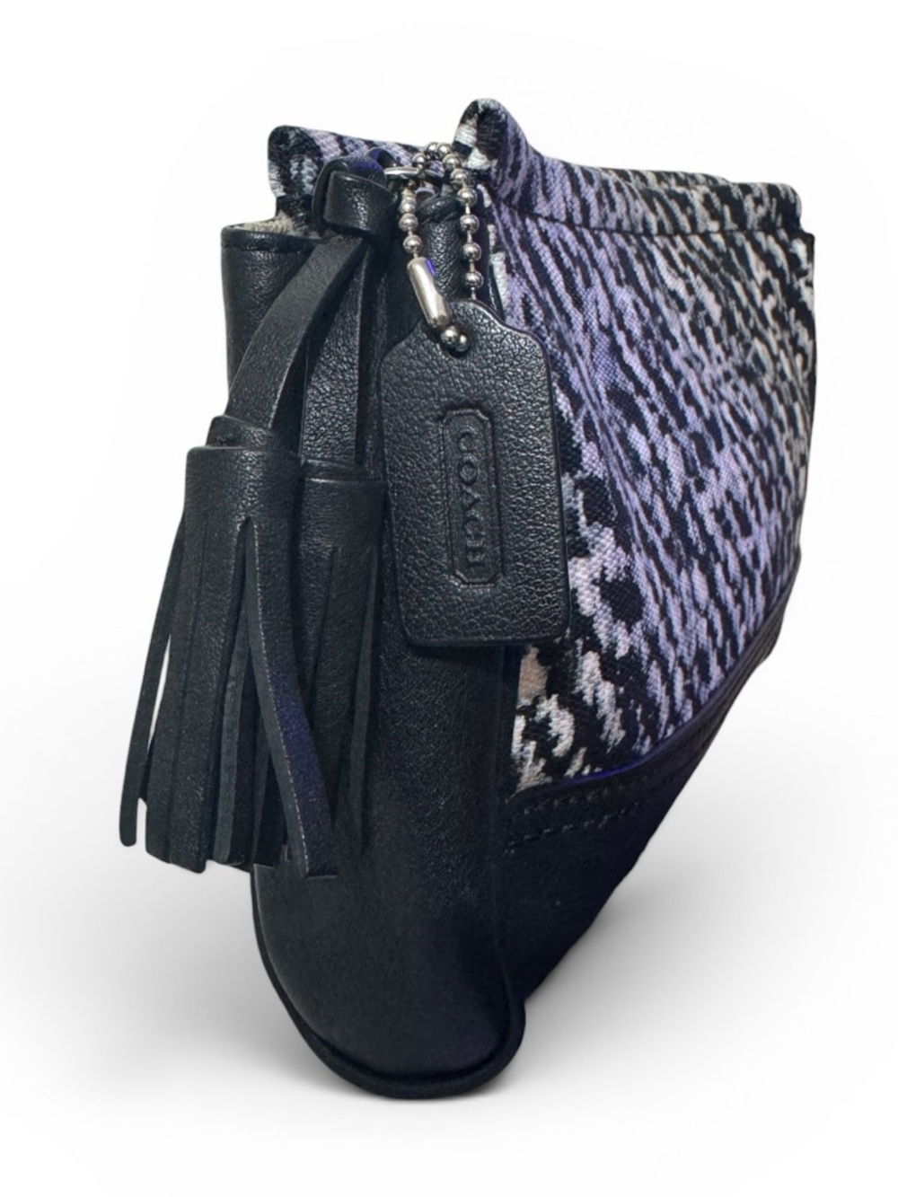 COACH Noa Tweed and Leather Pop-Up Pouch Black/White $195 Retail NWOT - Picture 2 of 5